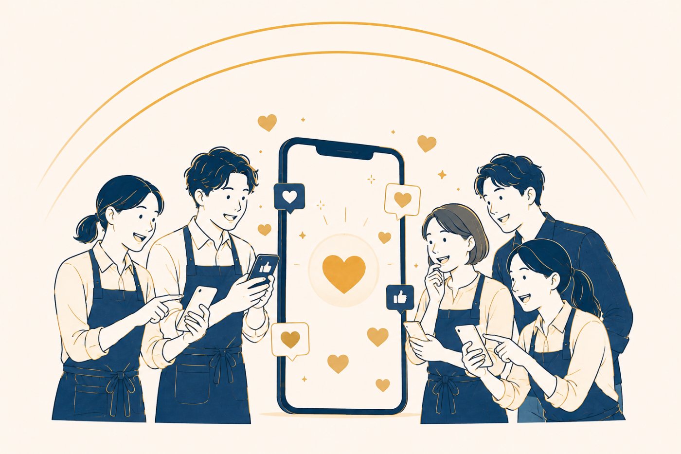 SNSでの採用・集客支援のイメージイラスト